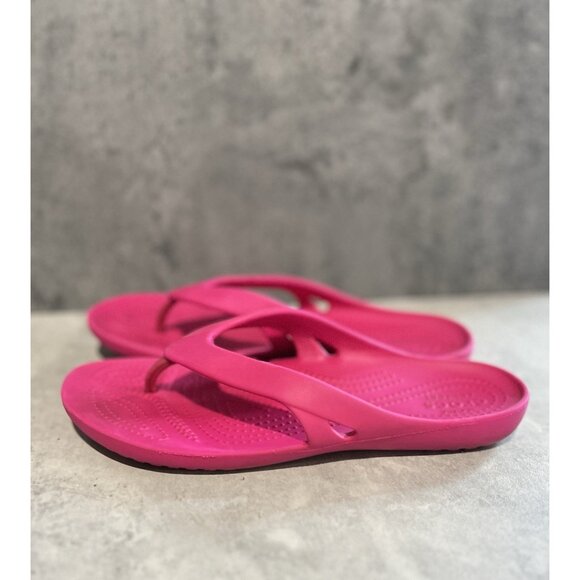 Crocs Kadee II Women Shoes Pink Sz 8 Toe Thong Comfort Slides Sandals - Picture 2 of 9